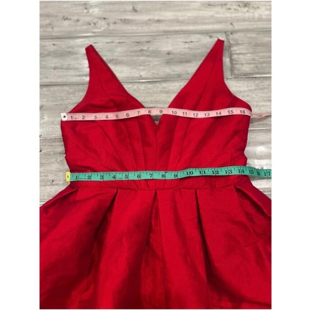 Z Spoke by Zac Posen Red Fit & Flare Dress Size 8 Satin V Neck Designer Cocktail - Picture 13 of 13